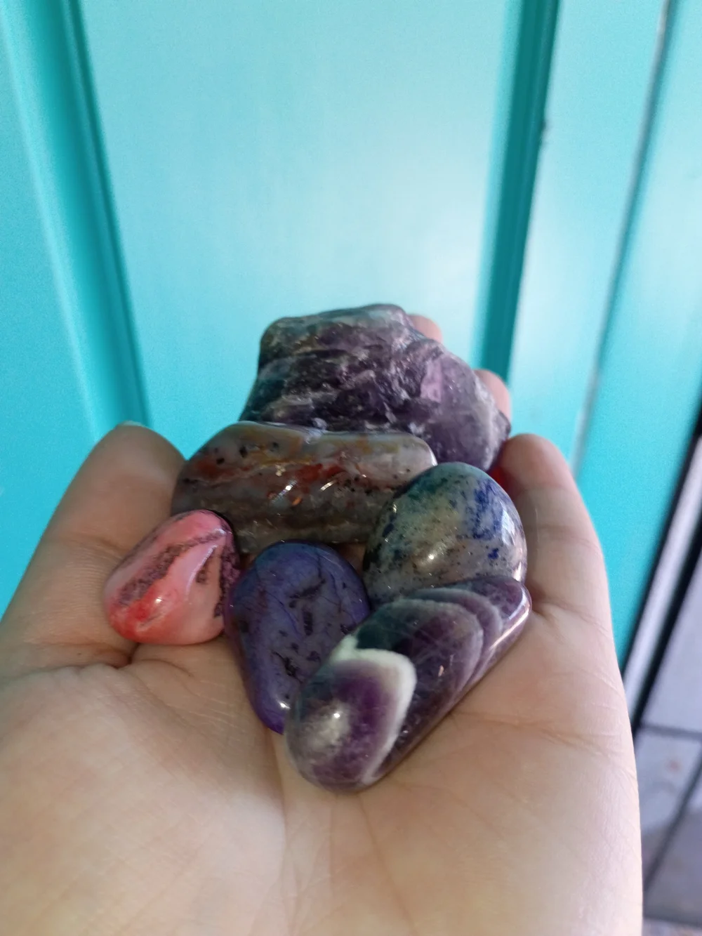 Scoop Of Polished Multi-Gemstone Hand Bundle - Purple and Pink Home Accent